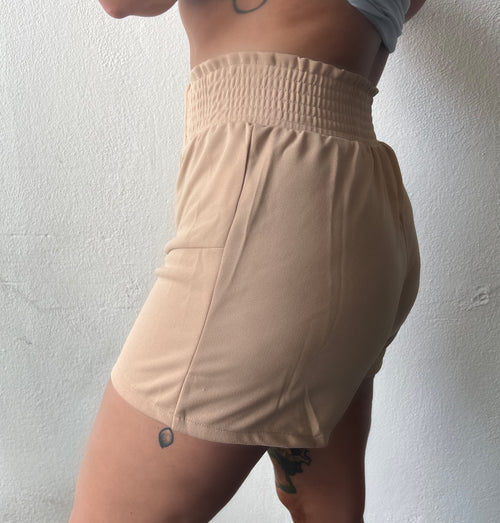 Be Fearless Fitted Shorts- Taupe
