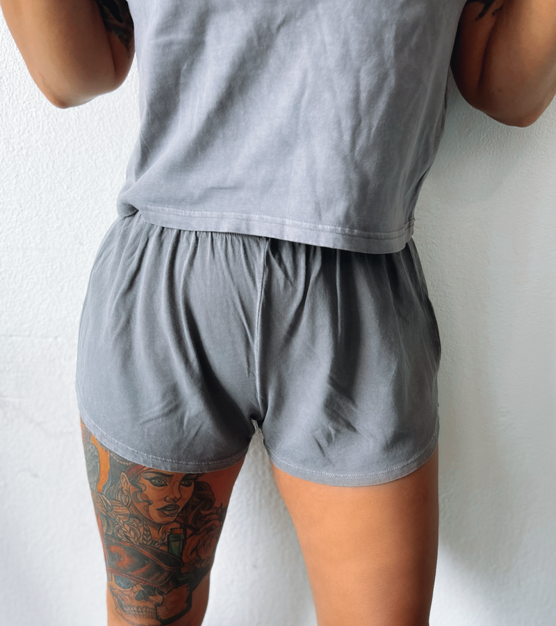 Lazy Days Faded Dolphin Shorts- Charcoal